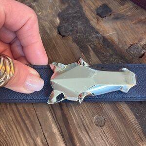 Brand new worn once. 85.  Silver horse buckle.  Gorgeous.  Brand new.